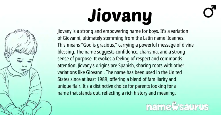 Infographic about Jiovany name meaning, Jiovany is a name from Latin origin(s).