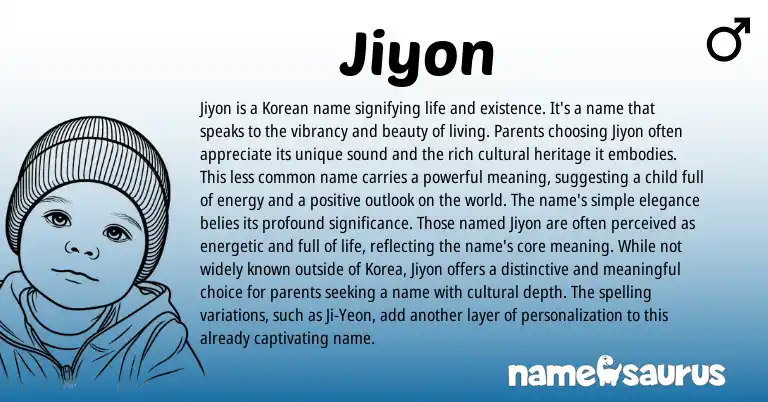 Infographic about Jiyon name meaning, Jiyon is a name from Korean origin(s).