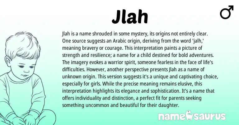 Infographic about Jlah name meaning, Jlah is a name from Arabic origin(s).