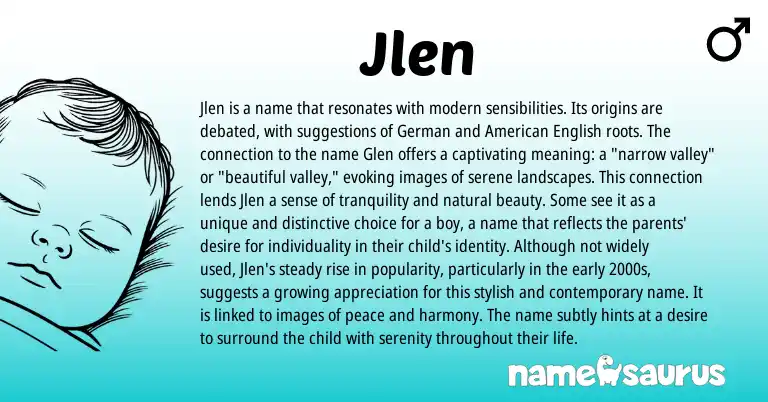 Infographic about Jlen name meaning, Jlen is a name from Germanic origin(s).