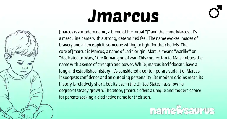 Infographic about Jmarcus name meaning, Jmarcus is a name from Latin, Hebrew, Roman origin(s).