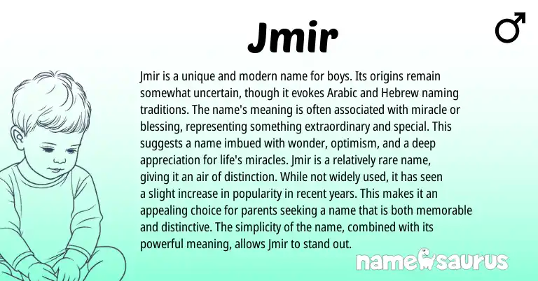 Infographic about Jmir name meaning, Jmir is a name from Hebrew, Arabic origin(s).