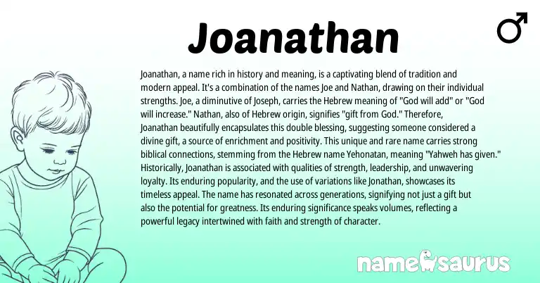 Infographic about Joanathan name meaning, Joanathan is a name from English origin(s).