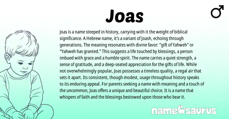 Infographic about Joas name meaning, Joas is a name from Hebrew origin(s).