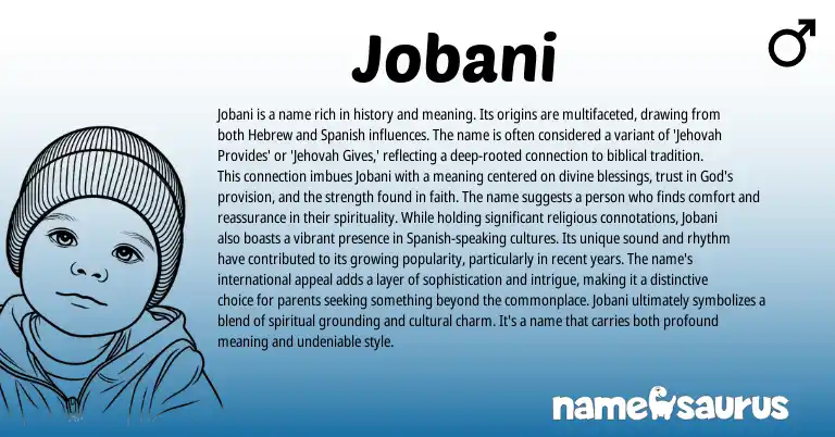 Infographic about Jobani name meaning, Jobani is a name from Hebrew, Biblical origin(s).