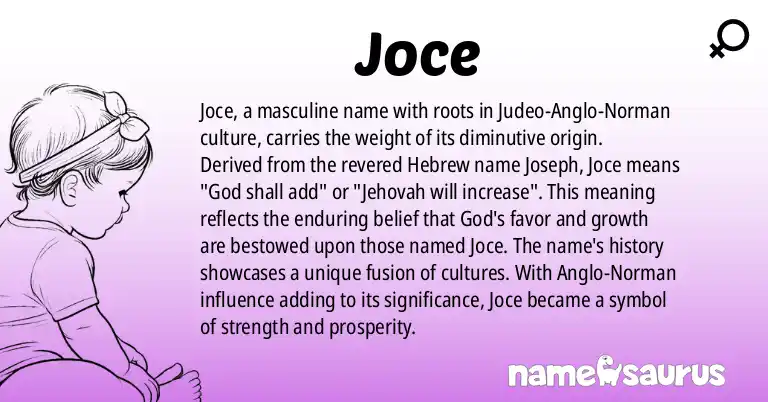 Infographic about Joce name meaning, Joce is a name from Judeo-Anglo-Norman origin(s).