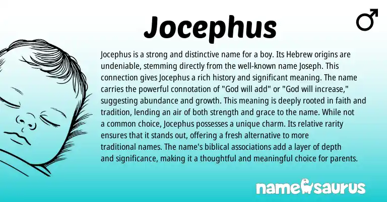 Infographic about Jocephus name meaning, Jocephus is a name from Hebrew origin(s).