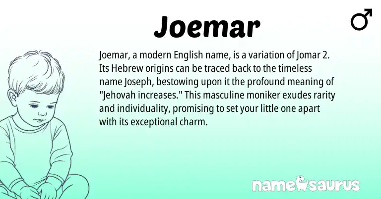 Infographic about Joemar name meaning, Joemar is a name from English, Hebrew origin(s).