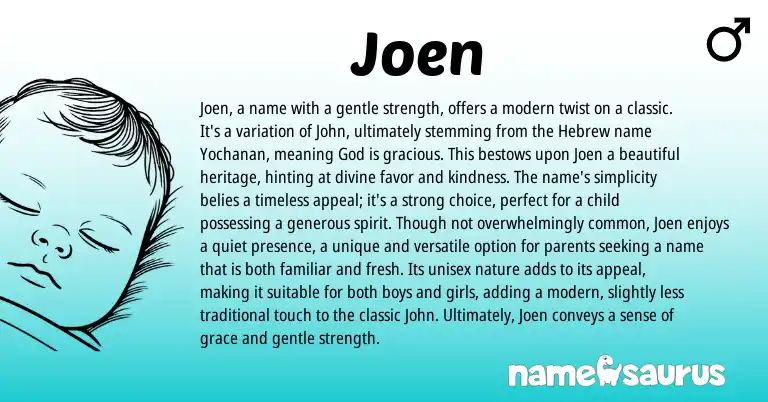 Infographic about Joen name meaning, Joen is a name from Hebrew, English origin(s).