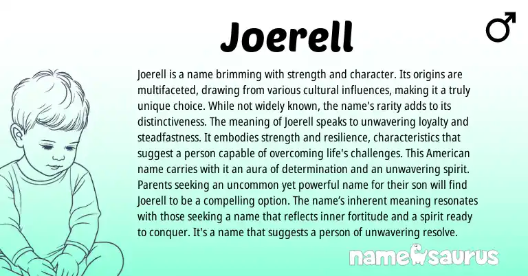 Infographic about Joerell name meaning, Joerell is a name from American origin(s).