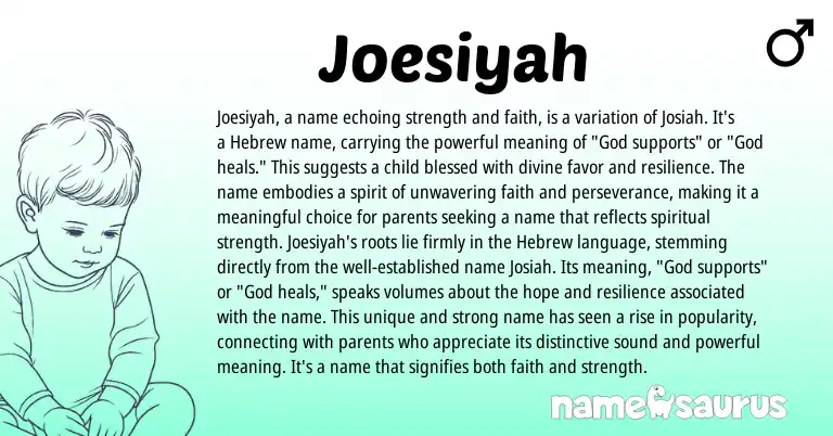 Infographic about Joesiyah name meaning, Joesiyah is a name from Hebrew origin(s).