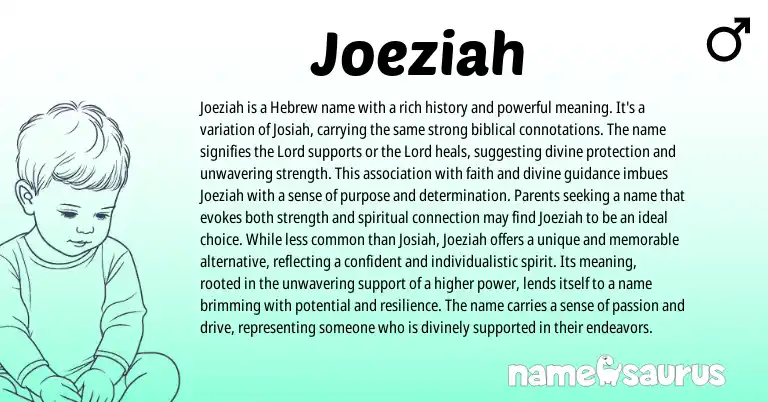 Infographic about Joeziah name meaning, Joeziah is a name from Biblical origin(s).