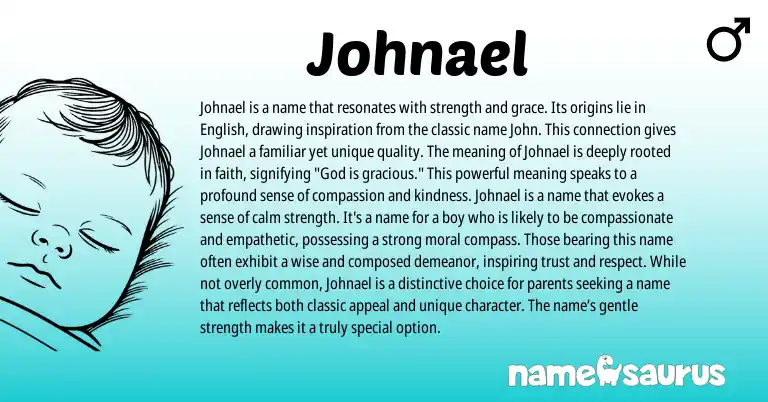 Infographic about Johnael name meaning, Johnael is a name from Hebrew origin(s).