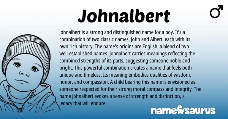Infographic about Johnalbert name meaning, Johnalbert is a name from English origin(s).