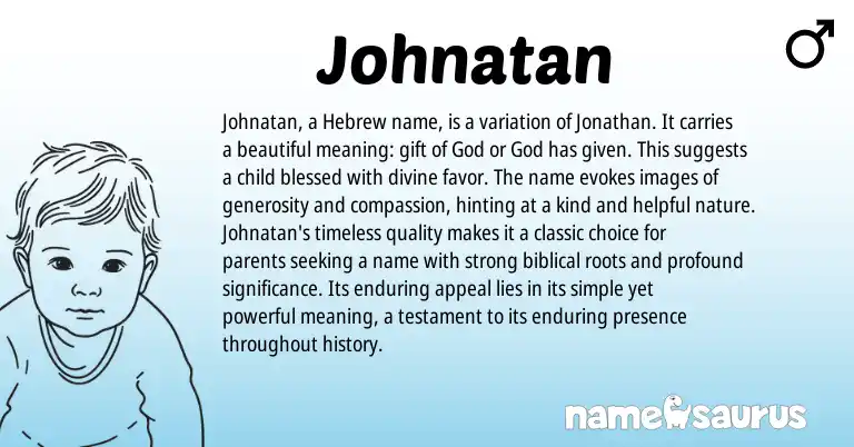 Infographic about Johnatan name meaning, Johnatan is a name from Hebrew origin(s).