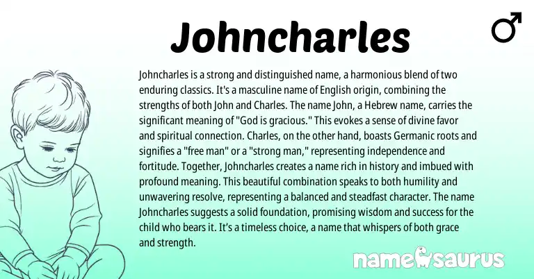 Infographic about Johncharles name meaning, Johncharles is a name from Germanic, Hebrew origin(s).