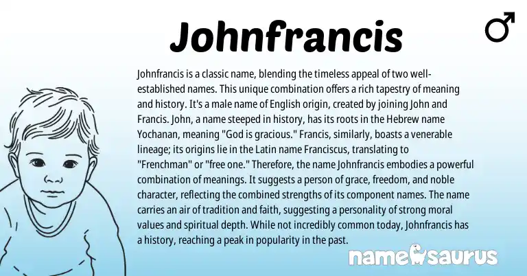 Infographic about Johnfrancis name meaning, Johnfrancis is a name from English, Biblical origin(s).