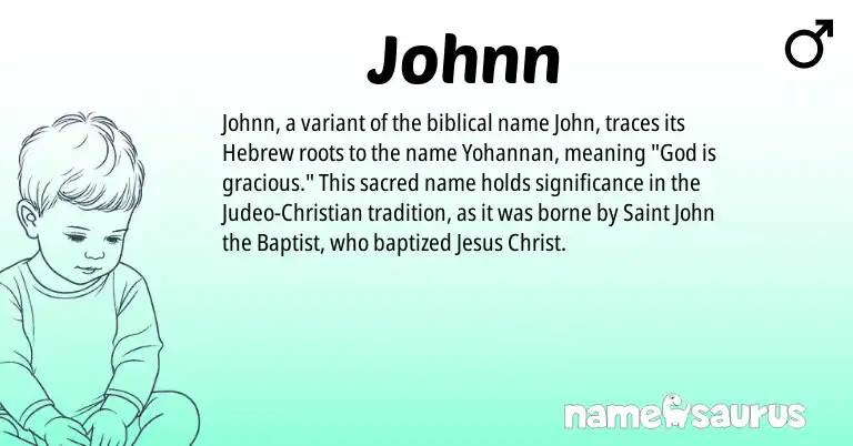 Infographic about Johnn name meaning, Johnn is a name from Hebrew origin(s).
