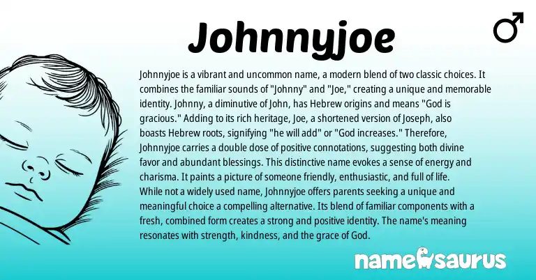 Infographic about Johnnyjoe name meaning, Johnnyjoe is a name from English origin(s).