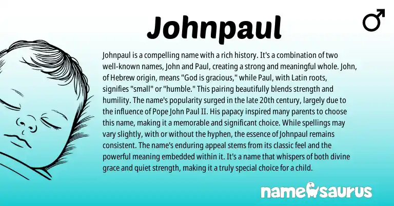 Infographic about Johnpaul name meaning, Johnpaul is a name from English, Hebrew origin(s).
