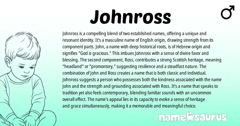 Infographic about Johnross name meaning, Johnross is a name from Scottish, Hebrew origin(s).