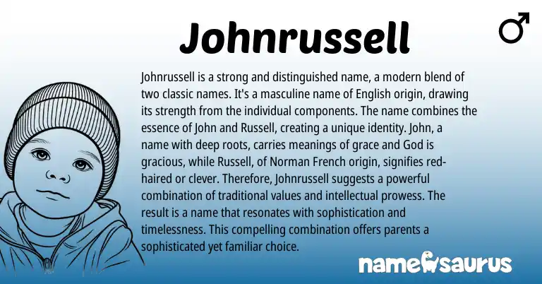 Infographic about Johnrussell name meaning, Johnrussell is a name from Hebrew origin(s).