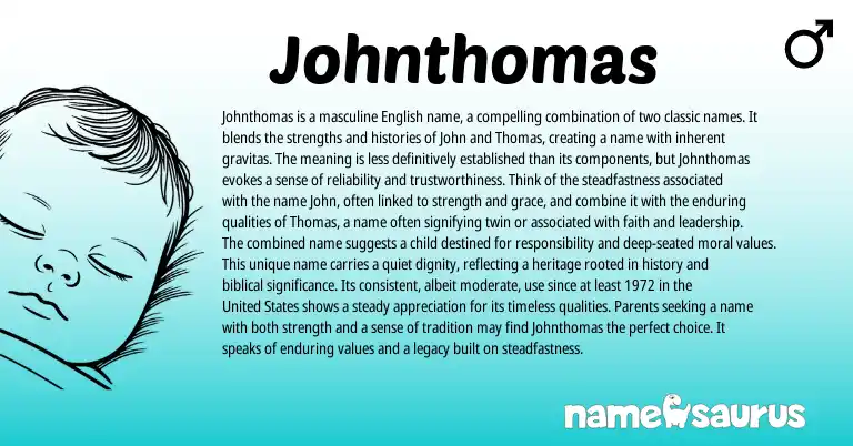 Infographic about Johnthomas name meaning, Johnthomas is a name from English origin(s).