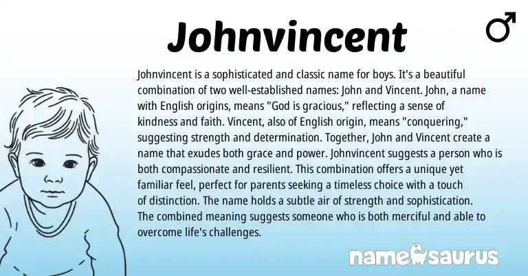 Infographic about Johnvincent name meaning, Johnvincent is a name from English origin(s).