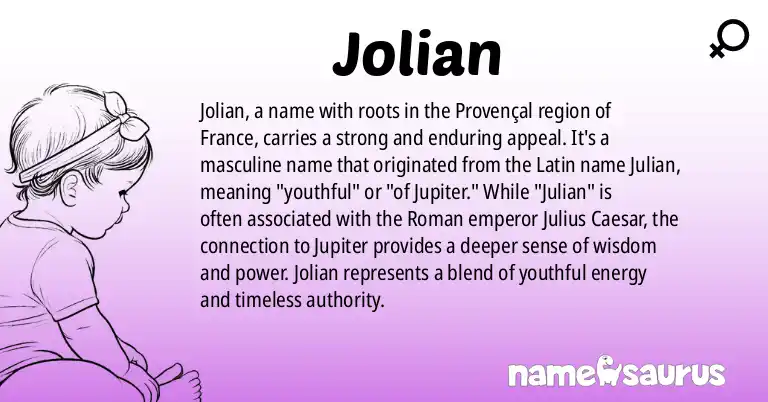 Infographic about Jolian name meaning, Jolian is a name from Provençal origin(s).
