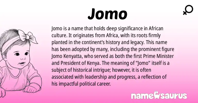 Infographic about Jomo name meaning, Jomo is a name from African origin(s).