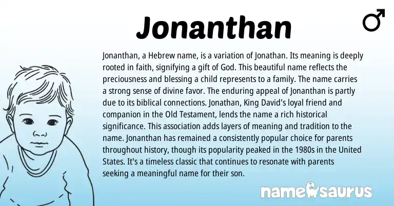 Infographic about Jonanthan name meaning, Jonanthan is a name from Hebrew origin(s).