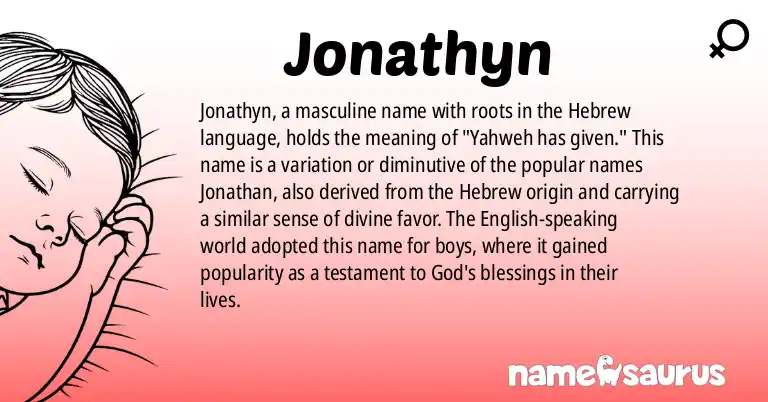 Infographic about Jonathyn name meaning, Jonathyn is a name from Hebrew origin(s).