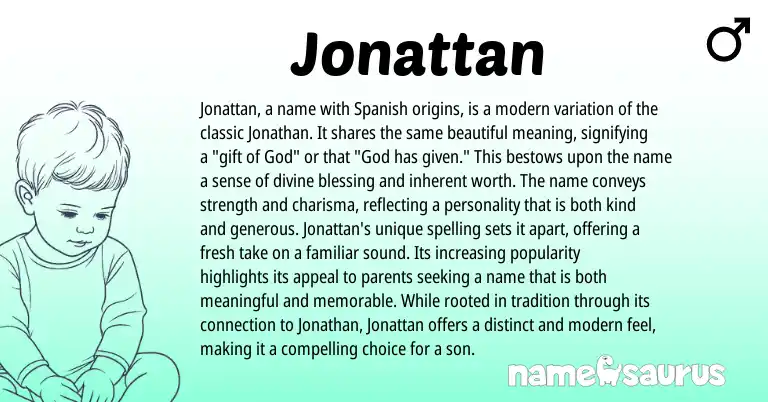Infographic about Jonattan name meaning, Jonattan is a name from Hebrew origin(s).