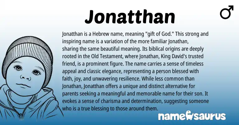 Infographic about Jonatthan name meaning, Jonatthan is a name from Hebrew, Biblical origin(s).
