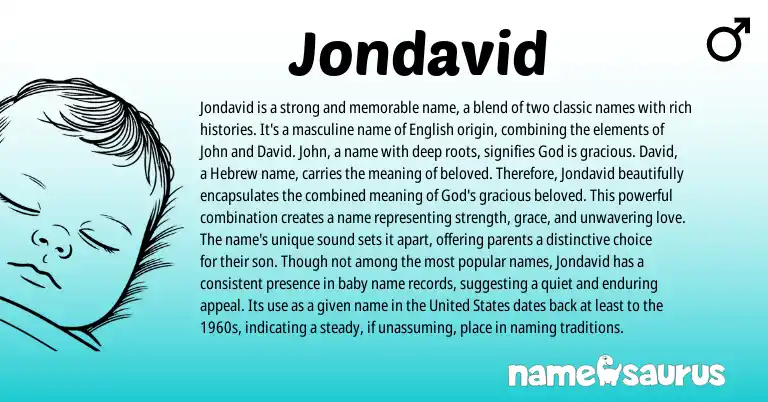 Infographic about Jondavid name meaning, Jondavid is a name from Hebrew, English origin(s).