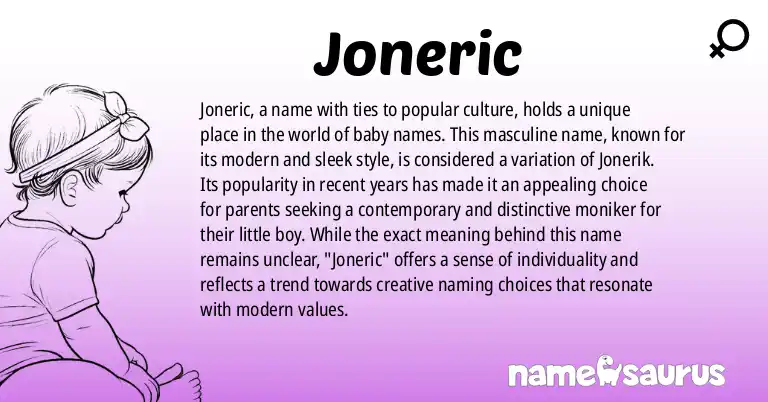 Infographic about Joneric name meaning, Joneric is a name from Popular Culture origin(s).