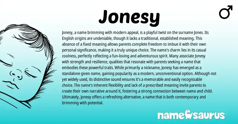 Infographic about Jonesy name meaning, Jonesy is a name from American origin(s).