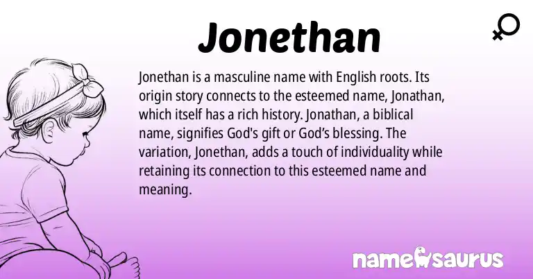 Infographic about Jonethan name meaning, Jonethan is a name from English origin(s).