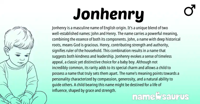 Infographic about Jonhenry name meaning, Jonhenry is a name from English origin(s).