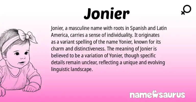 Infographic about Jonier name meaning, Jonier is a name from Spanish (Latin American) origin(s).