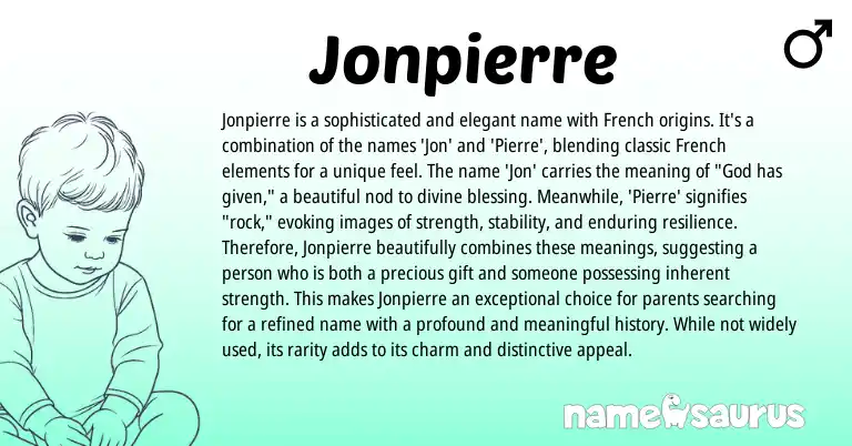 Infographic about Jonpierre name meaning, Jonpierre is a name from French origin(s).
