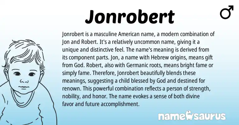 Infographic about Jonrobert name meaning, Jonrobert is a name from English origin(s).