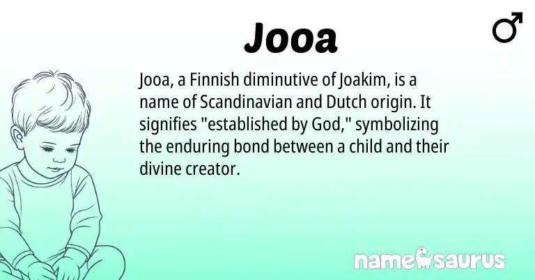 Infographic about Jooa name meaning, Jooa is a name from Scandinavian, Finnish, Dutch origin(s).