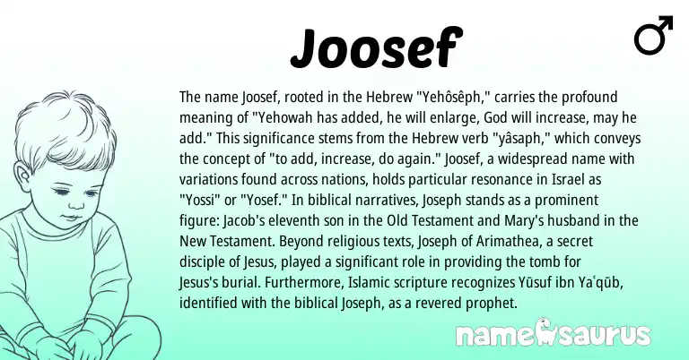 Infographic about Joosef name meaning, Joosef is a name from Hebrew origin(s).