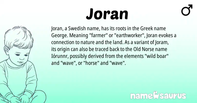 Infographic about Joran name meaning, Joran is a name from Old Norse, Swedish, Greek origin(s).