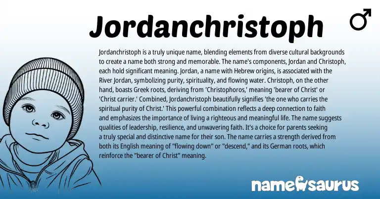 Infographic about Jordanchristoph name meaning, Jordanchristoph is a name from Greek, Biblical origin(s).