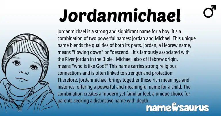 Infographic about Jordanmichael name meaning, Jordanmichael is a name from English origin(s).
