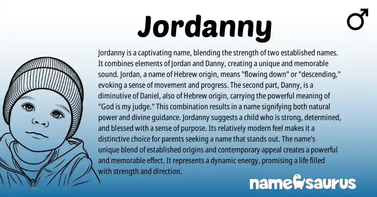 Infographic about Jordanny name meaning, Jordanny is a name from Hebrew origin(s).