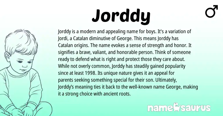 Infographic about Jorddy name meaning, Jorddy is a name from Catalan, American origin(s).