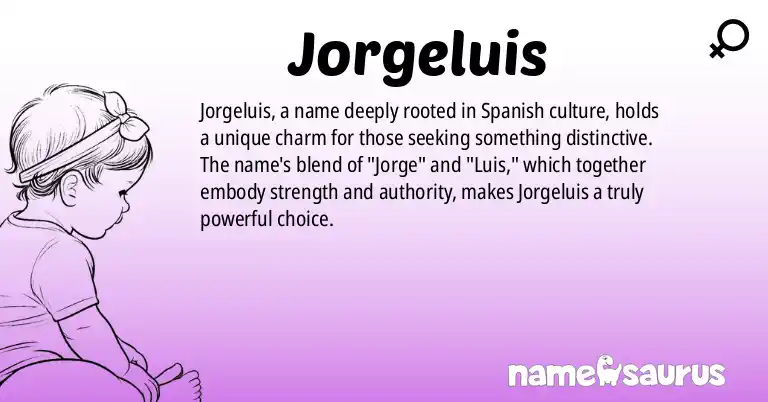 Infographic about Jorgeluis name meaning, Jorgeluis is a name from Spanish origin(s).